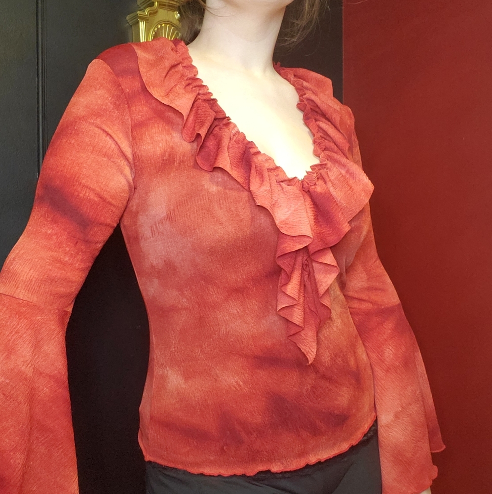 Red Bell Sleeve Shirt